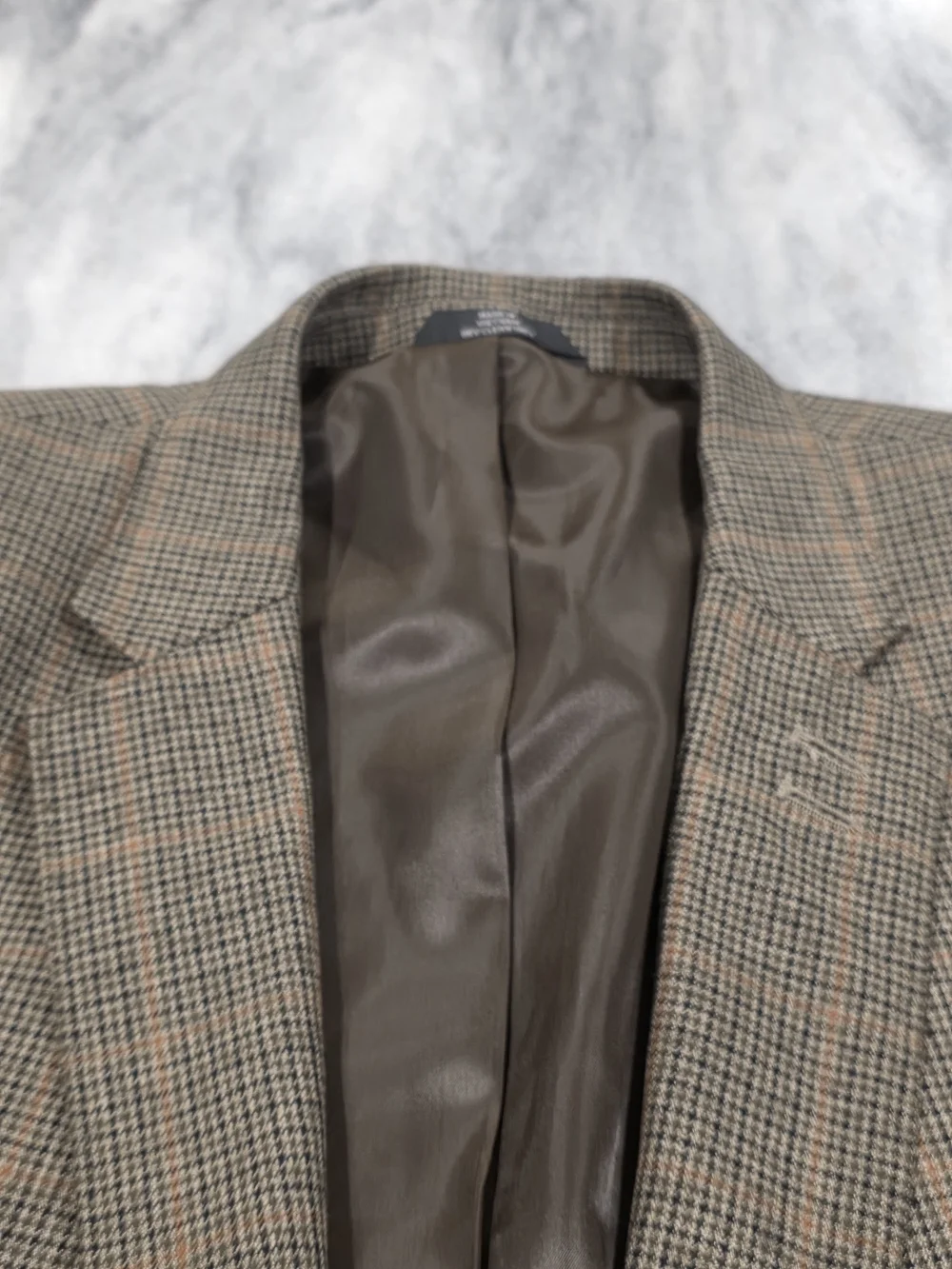 48R Men's Haggar Classic Fit Blazer Brown Houndstooth Orange Accent Sport Coat